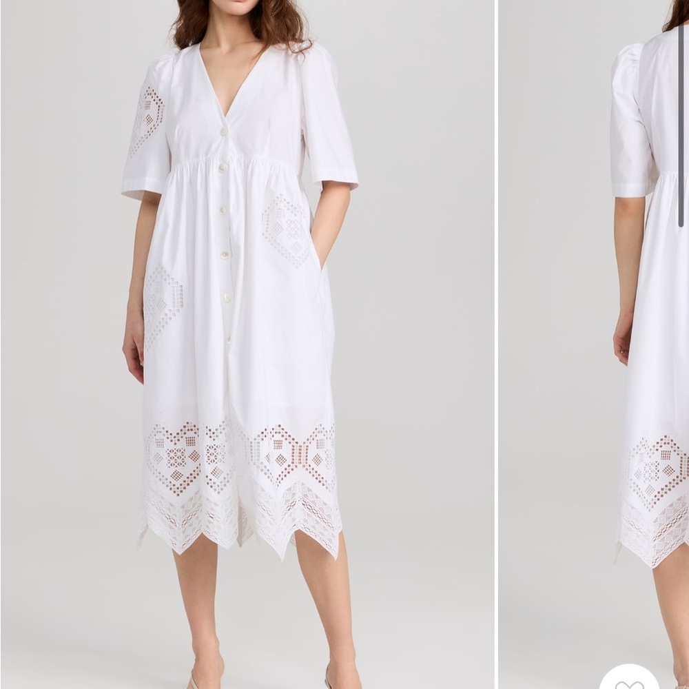 RHODE Mira Dress, Size Large, White Eyelet